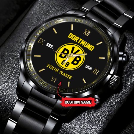 Borussia Dortmund Bundesliga New Personalized Black Stainless Steel Watch Gifts For Fans