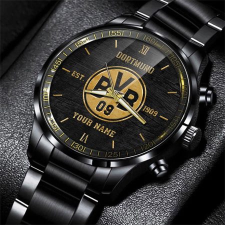 Borussia Dortmund Bundesliga Personalized Black Hand Watch Gift For Fans