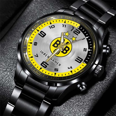 Borussia Dortmund Bundesliga Personalized Black Stainless Steel Hand Watch For Fan