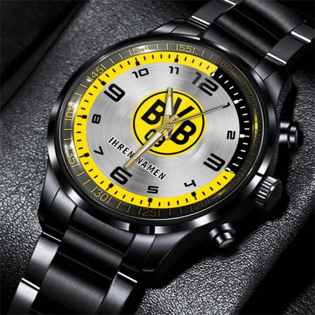 Borussia Dortmund II Bundesliga Personalized Black Stainless Steel Hand Watch For Fan