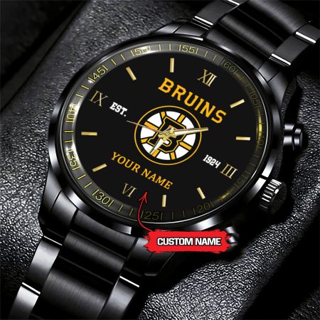 Boston Bruins NHL Hockey Game Time Custom Black Fashion Watch For Fan