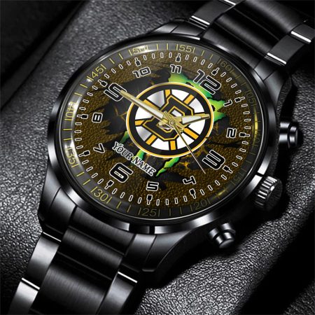 Boston Bruins NHL Personalized 3D Black Men Hand Watch Gift For Fans