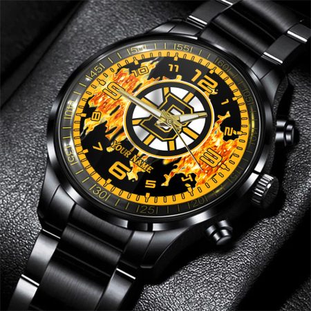 Boston Bruins NHL Personalized 3D Black Watch Gift For Fans
