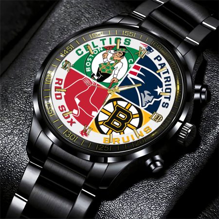 Boston Bruins NHL Personalized Style Black Hand Watch For Fans