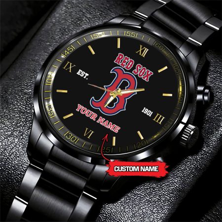 Boston Red Sox MLB Black Fashion Watch Custom Your Name For Fan