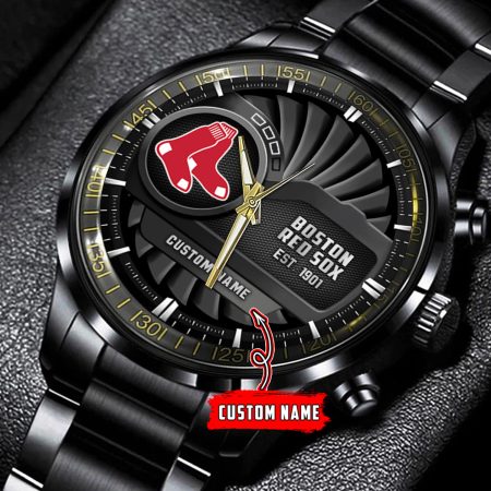 Boston Red Sox MLB Personalized Black Hand Watch Gift For Fans