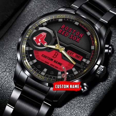 Boston Red Sox MLB Personalized Black Hand Watch Gift For Fans