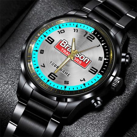 Branson Tractor Personalized Black Stainless Steel Hand Watch For Fan