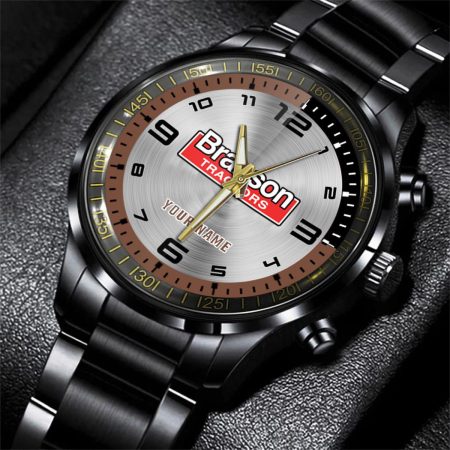 Branson Tractor Personalized Black Stainless Steel Hand Watch For Fan
