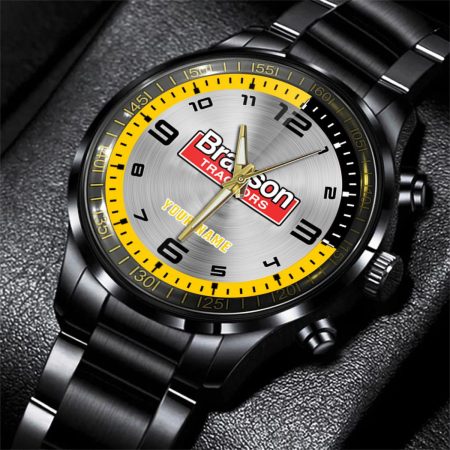 Branson Tractor Personalized Black Stainless Steel Hand Watch For Fan