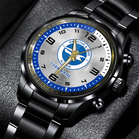 Brighton & Hove Albion EPL Personalized Black Stainless Steel Hand Watch For Fan