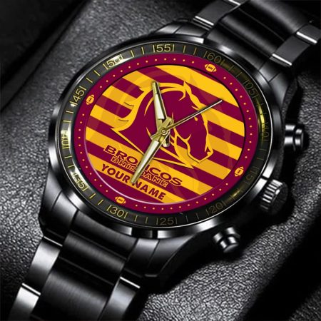 Brisbane Broncos NRL New Personalized Black Hand Watch Gifts For Fans