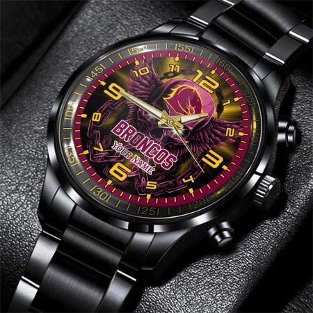 Brisbane Broncos NRL Personalized 3D Men Skull Hand Watch Gift For Fans For Father For Fan