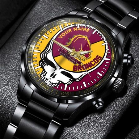 Brisbane Broncos NRL Personalized 3D New Men Skull Hand Watch Gift For Fans For Father For Fan