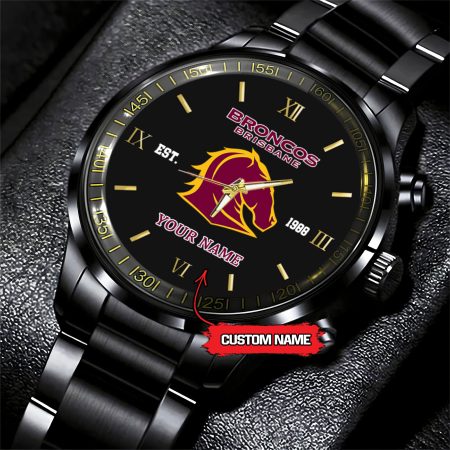 Brisbane Broncos NRL Personalized Black Fashion Hand Watch