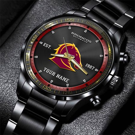 Brisbane Broncos NRL Personalized Sport Black Fashion Watch Gifts For Fans