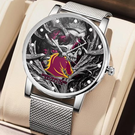 Brisbane Broncos NRL Skull 3D Women Hand Watch Personalized Gift For Fans