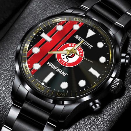 Bristol City FC Personalized New Black Hand Watch Gift For Fans