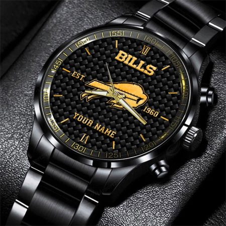 Buffalo Bills NFL Black Fashion Hand Watch Custom Your Name Gift For Fan
