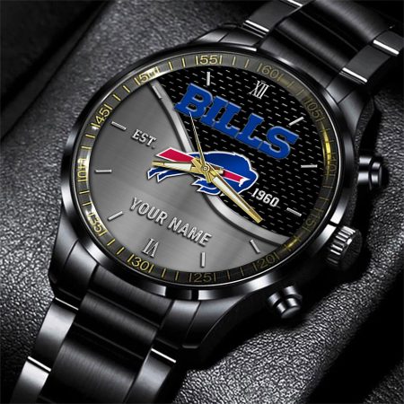 Buffalo Bills NFL Black Fashion Hand Watch Custom Your Name Gift For Fan