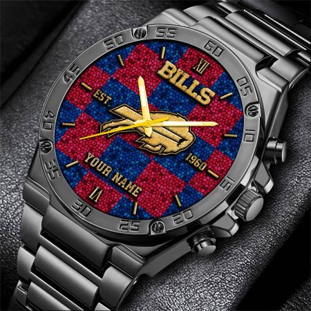 Buffalo Bills NFL Black Fashion Watch Custom Your Name