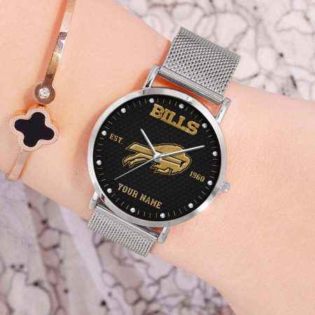 Buffalo Bills NFL Black Fashion Watch Custom Your Name