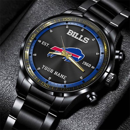Buffalo Bills NFL Personalized Black Fashion Watch Gifts For Fans
