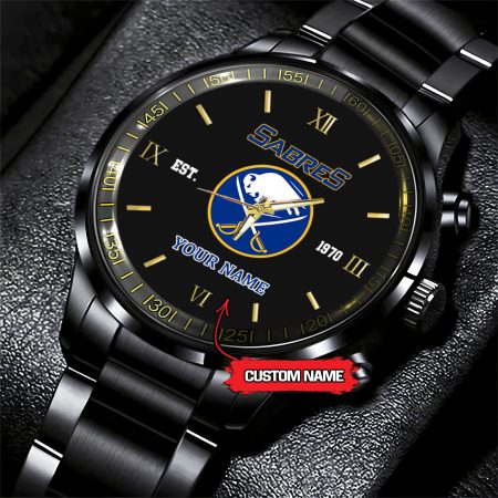 Buffalo Sabres NHL Hockey Game Time Custom Black Fashion Watch For Fan