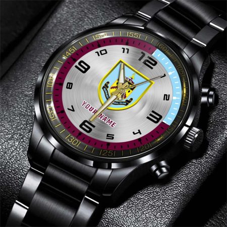 Burnley EPL Personalized Black Stainless Steel Hand Watch For Fan