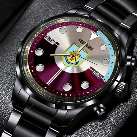 Burnley EPL Personalized Black Stainless Steel Watch Gift For Fans