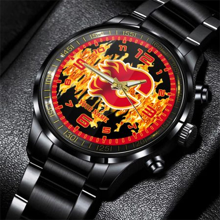 Calgary Flames NHL Personalized 3D Black Watch Gift For Fans