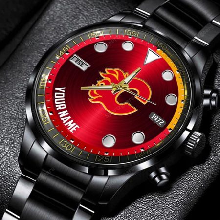 Calgary Flames NHL Personalized New Black Hand Watch Gift For Fans