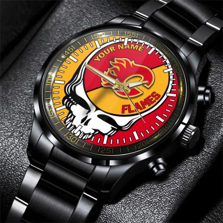 Calgary Flames NHL Skull Personalized Hand Watch Gift For Fans