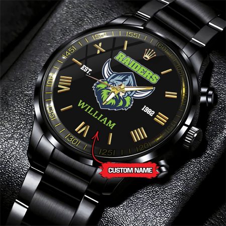 Canberra Raiders NRL Mascot Custom Name Black Fashion Watch