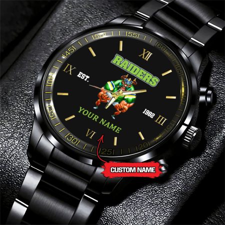 Canberra Raiders NRL Mascot Custom Name Black Fashion Watch