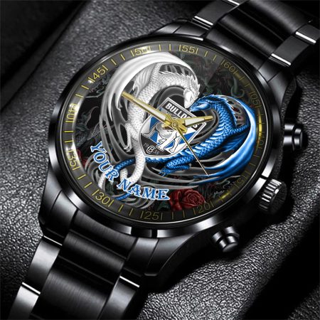 Canterbury Bankstown Bulldogs NRL Personalized Black Hand Watch Gift For Fans