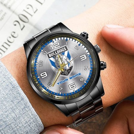 Canterbury Bankstown Bulldogs NRL Personalized Black Hand Watch Gift For Fans