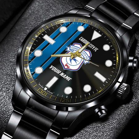 Cardiff City FC Personalized New Black Hand Watch Gift For Fans