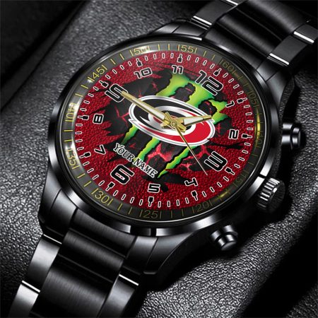 Carolina Hurricanes NHL Personalized 3D Black Men Hand Watch Gift For Fans