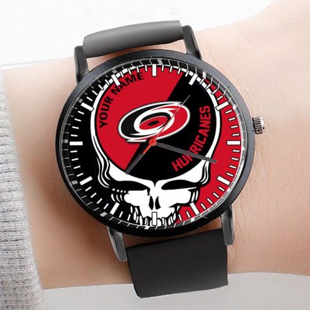 Carolina Hurricanes NHL Personalized 3D Men Leather Hand Watch Gift For Fans For Father