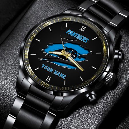 Carolina Panthers NFL Personalized Black Fashion Watch For Football Lovers For Fan