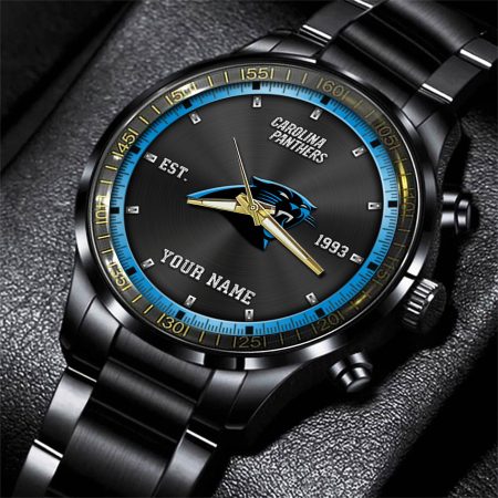 Carolina Panthers NFL Personalized Black Fashion Watch Gifts For Fans