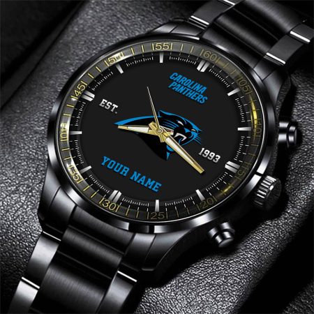Carolina Panthers NFL Personalized Black Fashion Watch Gifts For Fans