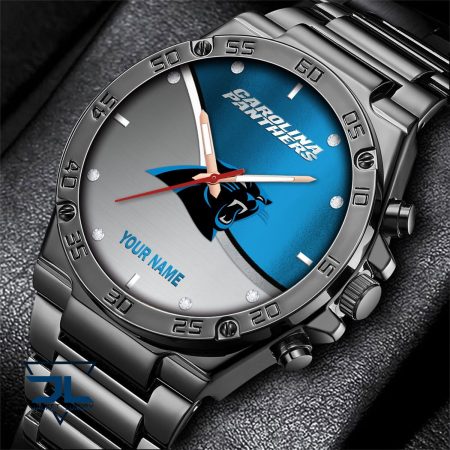 Carolina Panthers NFL Personalized Black Hand Watch Gifts For Fans