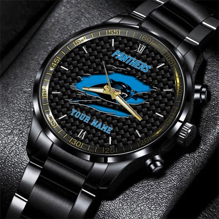 Carolina Panthers NFL Personalized Sport Black Fashion Watch For Fan