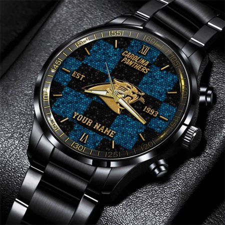 Carolina Panthers NFL Personalized Sport Black Watch Gifts For Fans