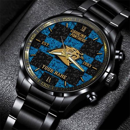 Carolina Panthers NFL Personalized Sport Black Watch Gifts For Fans
