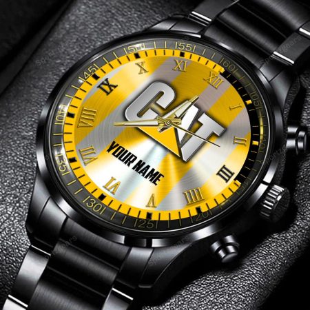Caterpillar Tractor Personalized Black Hand Watch Gift For Fans