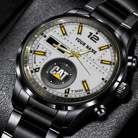 Caterpillar Tractor Personalized Black Hand Watch Gift For Fans