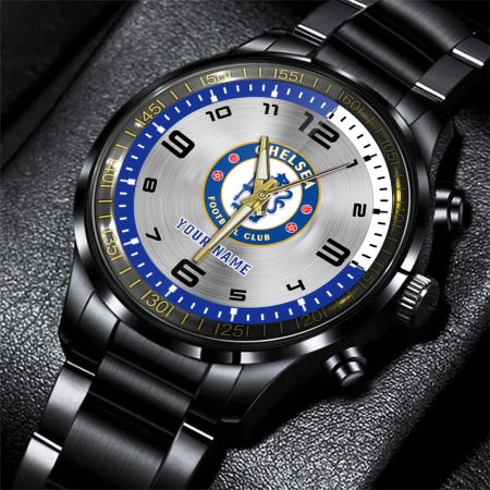 Chelsea EPL Personalized Black Stainless Steel Hand Watch For Fan